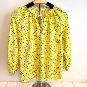 Loft Womens Med Yellow 3/4 Sleeve Top Blouse Casual Fairy Dainty Office Colorful